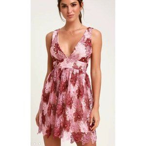 Lulu's Sweatest Love multi Lace Backless dress